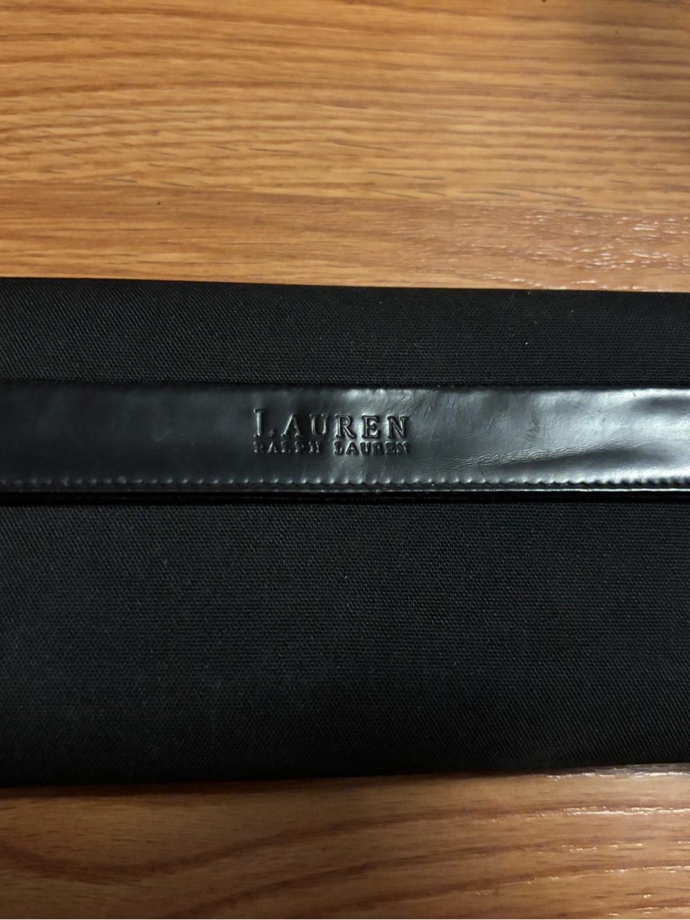 Lauren Ralph Lauren Black Men's Envelope Clutch with Leather Trim
